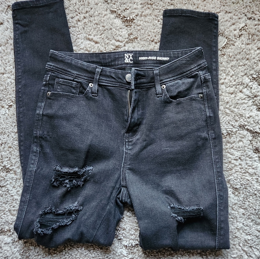New York & Co. High Rise Skinny  Ripped Jeans Size 4P*